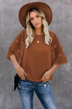 K819-8 Bluza casual din material lejer cu maneci scurte largi