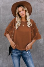 K819-8 Bluza casual din material lejer cu maneci scurte largi