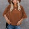 K819-8 Bluza casual din material lejer cu maneci scurte largi
