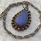 MEDALION argint cu LAPIS LAZULI etnic TRIBAL AFGHAN superb VECHI pe Lant argint