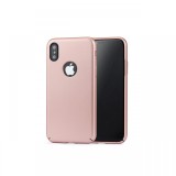 Carcasa iPhone X / XS Meleovo 360 Shield Rose Gold (culoare metalizata fina, captuseala din microfib