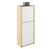 Cumpara ieftin Dulap cu polite mdf natur stejar artizan alb Rioma 75x38x182.6 cm