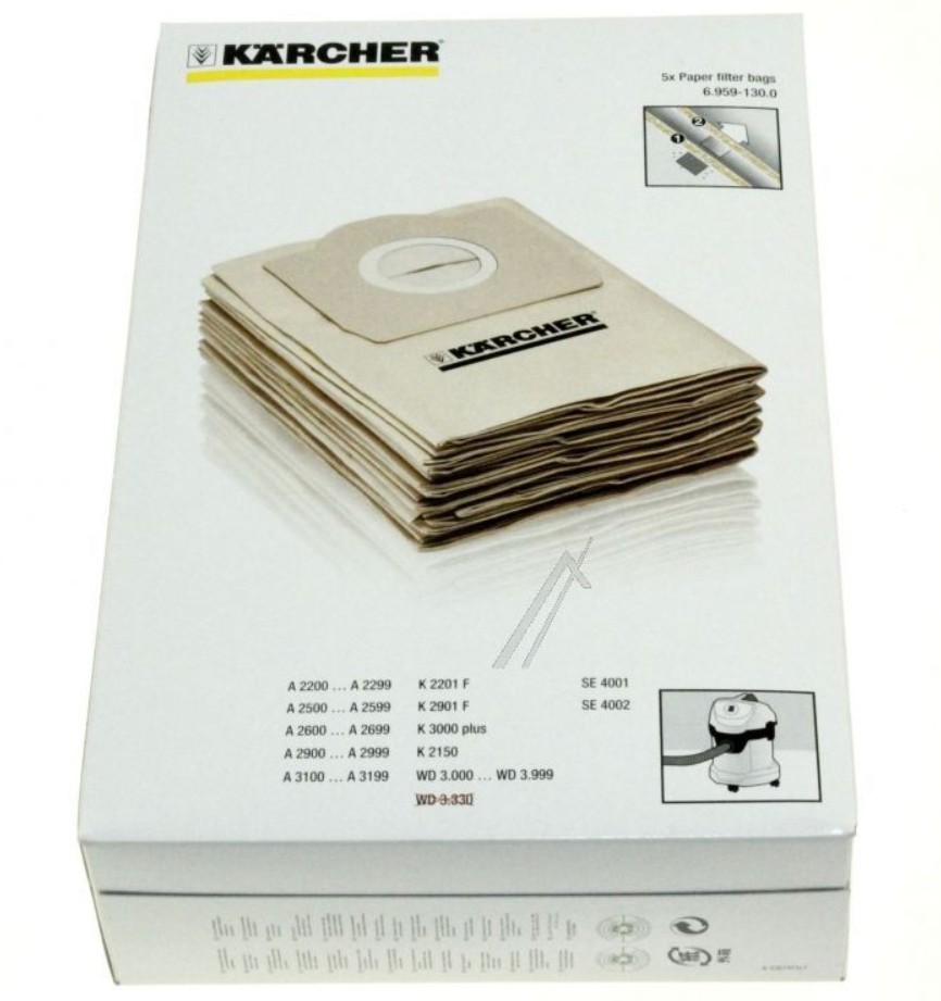 12 Sac pour Aspirateur Karcher 6.959-130.0 MV 3 / WD 3.xxx/A 22xx