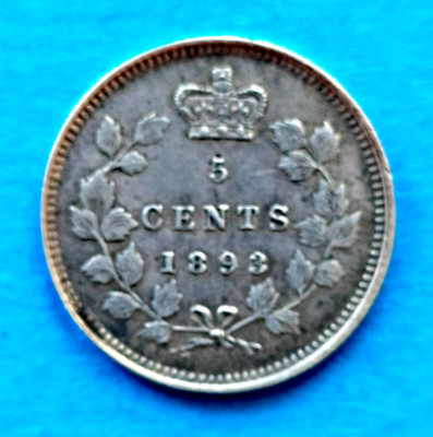 CANADA 5 CENTS CENTI 1893 ARGINT STARE EXCELENTA SPRE AUNC foto