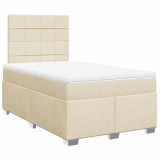 Cumpara ieftin Pat box spring cu saltea, crem, 120x200 cm, textil