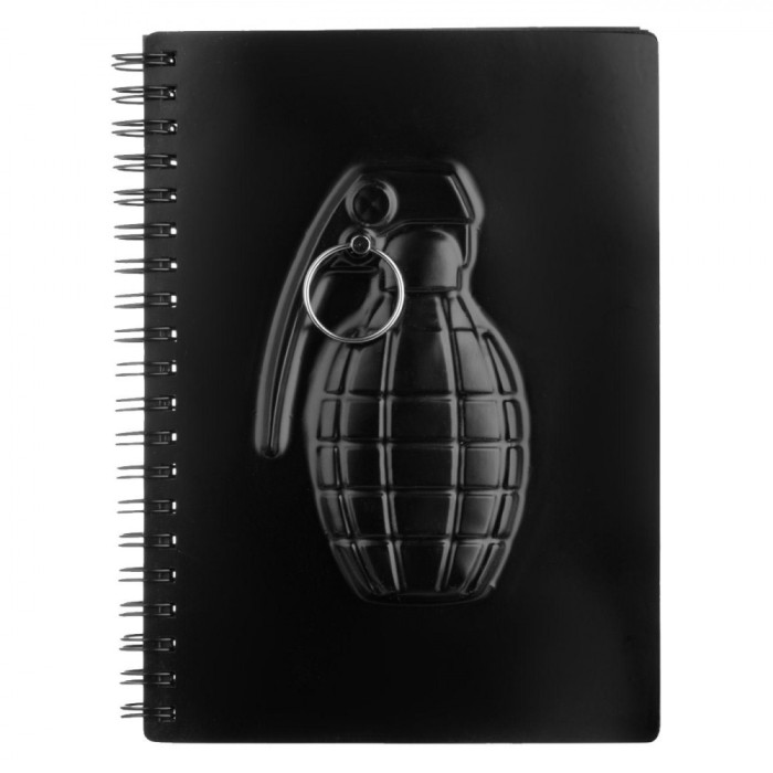 Carnet Notițe, Model Grenada, Copertă Dura, Negru, Format 12.5x17.5cm, 60 File
