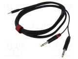 Cablu audio Jack 3,5mm la Jack 6,3mm x2 5m negru PVC Reds Music