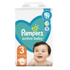 Scutece, Pampers, Active Baby Junior, Mega Box, Marime 3, 6-10 kg, 152 buc foto