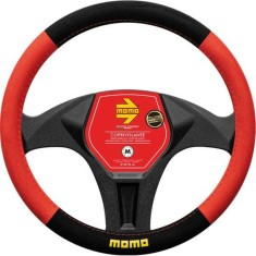 Husa volan Momo Easy, microfibra, negru cu rosu