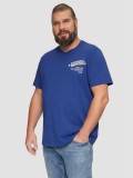 s.Oliver Big Sizes Tricou barbati big sizes cu imprimeu text si decolteu la baza gatului, Albastru inchis, 2XL