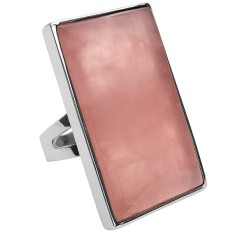 Inel Cuartz Roz, piatra 3 cm forma dreptunghiulară, reglabil