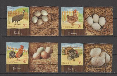 ROMANIA 2023 PASARI DE CURTE - serie 4 val. cu vinieta tip 2 - LP.2430 MNH** foto