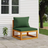 Canapea Mijloc Gradina Gossi, Lemn Acacia, Perna Verde, 68x70.5x65 cm, Confortabila, Modulara