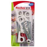 Diblu pentru agatari obiecte, din nylon, 6 x 30 mm, Fischer Duopower EasyHook Loop 6 Washer, cu carlig ochi deschis, 4 x 70 mm,