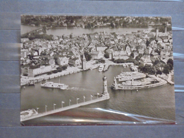 NAVE DE PASAGERI IN PORTUL TURISTIC LINDAU, GERMANIA - VEDERE AERIANA,CIRCULATA