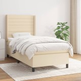 Cumpara ieftin Pat box spring cu saltea, crem, 100x200 cm, textil