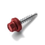 Surub Acoperis Rosu 4.8x25mm RAL3011 Wkret, 250 buc, Tabla, Constructii, Autoforante cu Saiba EPDM