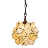Cumpara ieftin Lustra din fier maro si sticla crem Tiffany, 40W, &Oslash; 25 cm x 91 h
