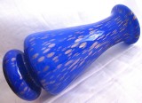 VAZA STIL MURANO STICLA STRATIFICATA ALBASTRU COBALT CU INSERTII AURII 19 CM