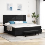 VidaXL Pat cu Spring Box cu Saltea și Bancă Neagră 200x200 cm Material