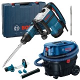 Bosch GSH 7 VC + GDE MAX + GAS 12-25 PL - Demolator SDS-Max 1500 W 13 J valiza plastic accesorii + Adaptor aspirare scule electrice + Aspirator umed-u