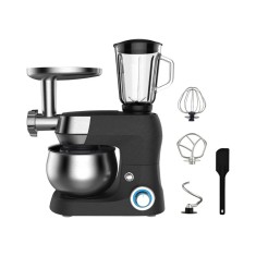 Robot de bucatarie 3-&icirc;n-1(mixer, blender, mașina de tocat), capacitate 6L, putere 1500W, 12 trepte de viteza, din otel inoxidabil, negru
