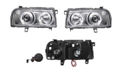 Set faruri tuning VW VENTO/JETTA (USA) (1H), 01.1992-10.1998, Taiwan, partea stanga+dreapta, cu lumina parcare fibra optica;tip bec H1+H1; manual/ele foto