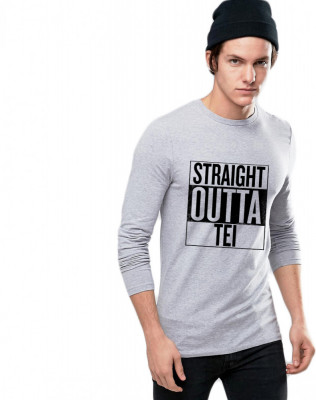Bluza barbati gri cu text negru - Straight Outta Tei - XL foto