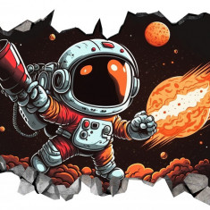 Sticker decorativ, Astronaut, Negru, 90 cm, 8437ST-4