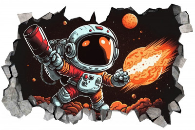 Sticker decorativ, Astronaut, Negru, 90 cm, 8437ST-4 foto