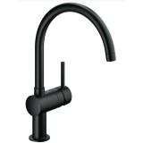 Baterie de bucatarie Grohe Minta 32917KS0, 3/8&amp;#039;&amp;#039;, tip C, pipa inalta, pivotanta, mat, Negru