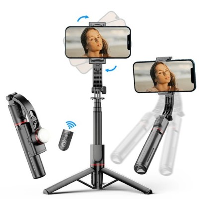 Selfie Stick cu Trepied si Telecomanda, 70cm - Techsuit (L19s) - Black foto