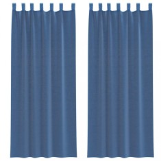 Perdele Voile cu Bucle 2 buc Albastru Regal 140x260 cm foto