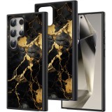 Hus&Auml; pentru samsung galaxy s25 ultra, marble bw, protec&Egrave;ie camer&Auml;, anti&Egrave;oc, design slim, negru - gold