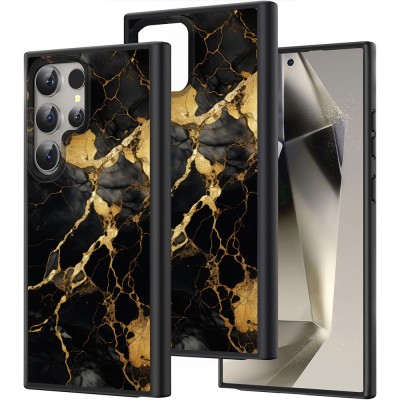 Hus&amp;Auml; pentru samsung galaxy s25 ultra, marble bw, protec&amp;Egrave;ie camer&amp;Auml;, anti&amp;Egrave;oc, design slim, negru - gold foto