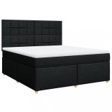 Cumpara ieftin Pat box spring cu saltea, negru, 180x200 cm, catifea
