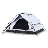 Cumpara ieftin Cort de camping 4 persoane, alb opac, setare rapida, tesatura
