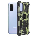 Cumpara ieftin Husa Samsung Galaxy S20 S20 5G Antisoc cu Inel Stand si Placuta Metalica, Army , Techsuit TechBlzr