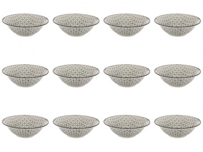 Set boluri, 12 piese, 1.65 L, Portelan, Negru foto