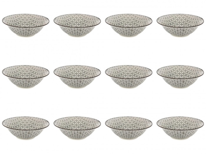 Set boluri, 12 piese, 1.65 L, Portelan, Negru