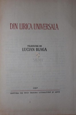 DIN LIRICA UNIVERSALA foto