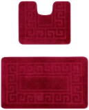 Cumpara ieftin Set 2 Covorase Baie Model Ethnic 2577, Marimi 50 x 80 40 x 50 cm, Rosu, Inaltime Fir 0, Antialergic, Polipropilena