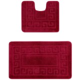 Set 2 Covorase Baie Model Ethnic 2577, Marimi 50 x 80 40 x 50 cm, Rosu, Inaltime Fir 0, Antialergic, Polipropilena