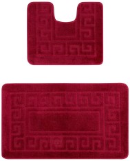 Set 2 Covorase Baie Model Ethnic 2577, Marimi 50 x 80 40 x 50 cm, Rosu, Inaltime Fir 0, Antialergic, Polipropilena