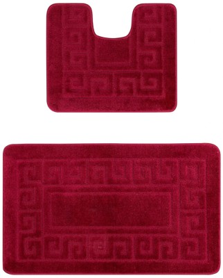 Set 2 Covorase Baie Model Ethnic 2577, Marimi 50 x 80 40 x 50 cm, Rosu, Inaltime Fir 0, Antialergic, Polipropilena foto