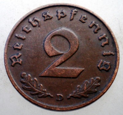 2.635 GERMANIA 2 REICHSPFENNIG 1938 D foto