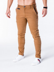 Pantaloni pentru barbati, camel, slim fit, casual, elegant, model nou - P646 foto