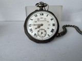Ceas de Buzunar Chronometer Cifre Romane din Argint Mecanic.