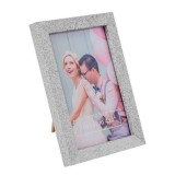 Rama foto decorativa pentru poze verticala sau orizontala, Lemn-Sticla, Argintiu, 17x12 cm