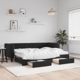 Cumpara ieftin Pat de zi cu extensie și sertare, negru, 80x200 cm, catifea